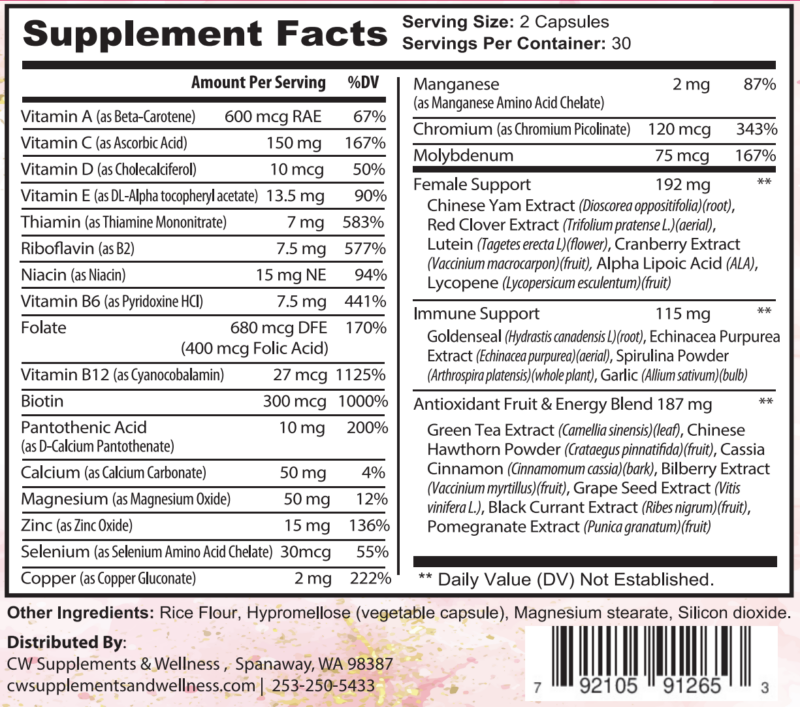 womens supplement facts